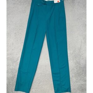 NOS London Fog Dress Pants Men's Size 32 Green Pleated Raw Hem Golf Made in USA